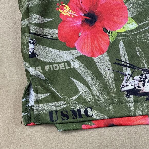 AE Sport Shirt Mens XXL Green US Marines Hawaiian Button Up Beach Adult - Picture 3 of 10